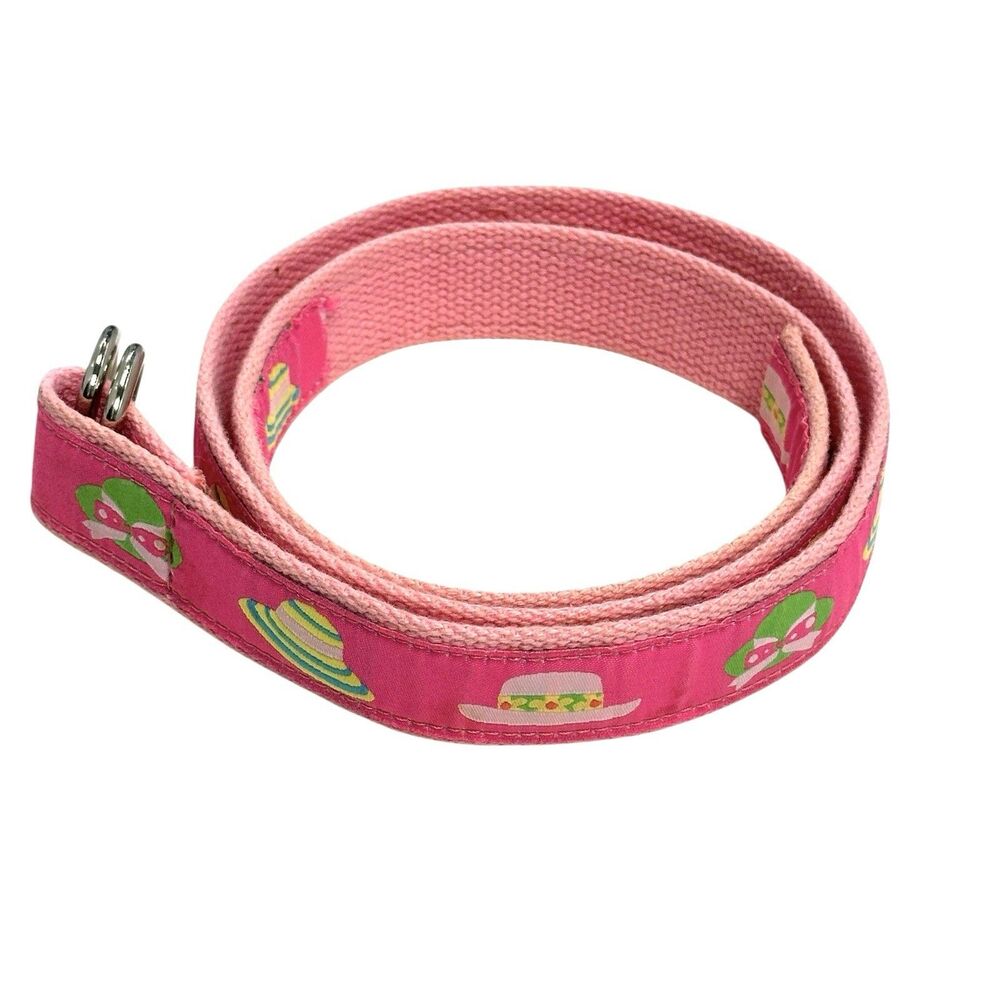 Douglas Paquette Women's Pink Canvas Belt With Silver Hardware Colored Hats L